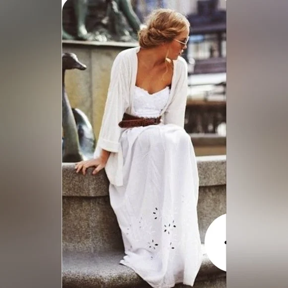 Sundance Boho Eyelet Skirt Embroidered Tiered  Size L - Like NEW 'Bastilla' - Picture 14 of 16